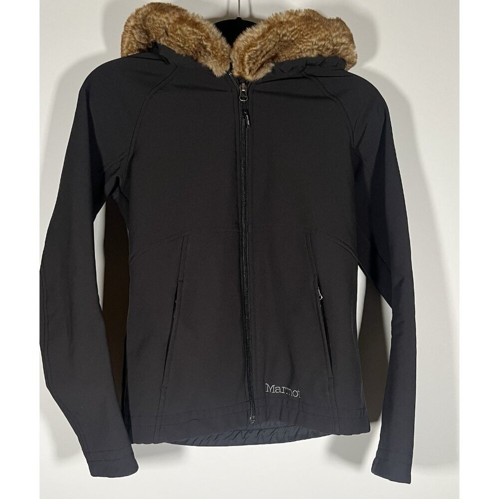 Marmot Black Ski Jacket with Faux Fur Hood